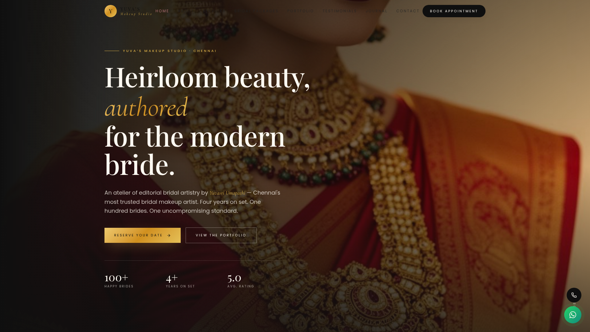 Yuva Makeup website homepage